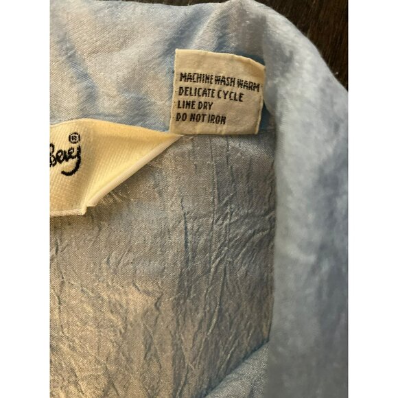 Diane Von Furstenberg Blue Crinkled Button-Up Blouse Size 10 Polyester - Picture 4 of 6